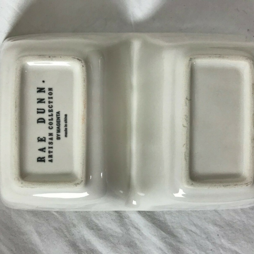 Rare Rae Dunn Office Catchall Painted Divided Dish - Picture 2 of 2